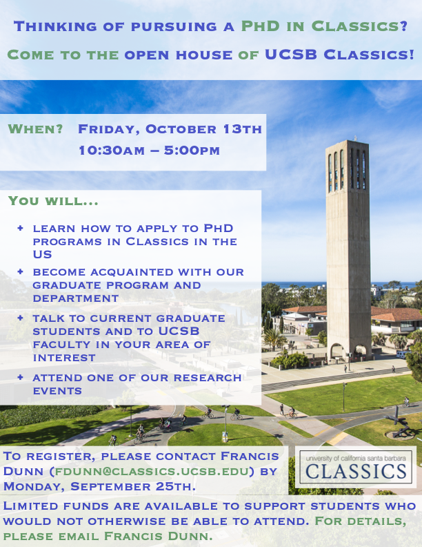 Open House for Prospective Graduate Students @ UCSB Classics Department